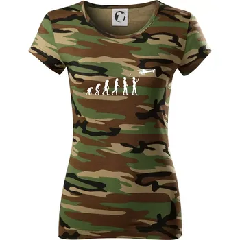 Dámské tričko Evoluce modeláře - Dámské maskáčové triko - L ( Hnědý maskáč )