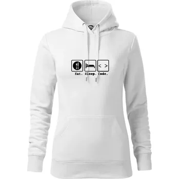 Dámská mikina Eat sleep Code - Mikina dámská Cape s kapucí - S ( Bílá )