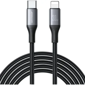 JOYROOM S-A28 opletený nabíjecí a datový kabel - USB-C na Lightning - 2 m - černý