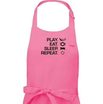 Kuchyňská zástěra Play Eat Sleep Repeat florbal - Pánská zástěra na vaření - Univerzální velikost ( Růžová )
