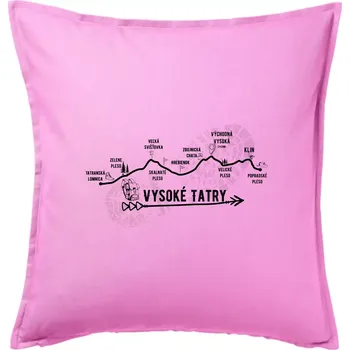Polštář Vysoké Tatry - profil cesty - Polštář 50x50 - 50x50 - Včetně výplně ( Růžová )
