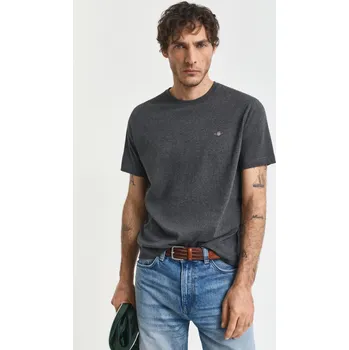 Pánské oblečení TRIČKO GANT REG SHIELD SS T-SHIRT ANTRACIT MELANGE