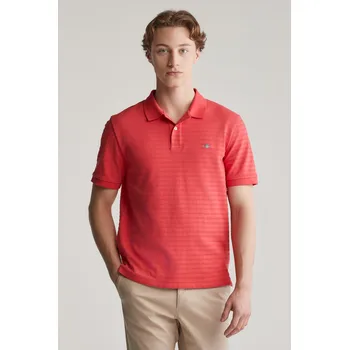 Pánské oblečení POLOKOŠILE GANT TEXTURE STRIPE POLO WATERMELON RED