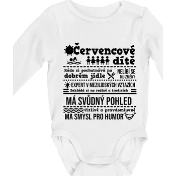 Kojenecké oblečení Narozeniny červenec - Body kojenecké s dlouhým rukávem - Dlouhý r. do 3 měs ( Bílá )