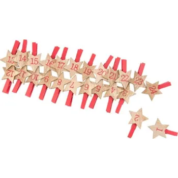 Vánoční dekorace CHAKS Kolíčky na adventní kalendář 24 ks
