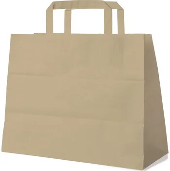 Papírová taška hnědá 32+16 x 27 cm ploché ucho - 1 ks