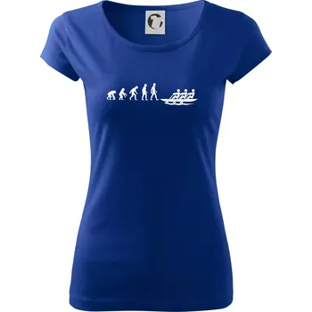 Dámské tričko Evoluce veslování 3 lidi - Dámské triko Pure - S ( Královská modrá )