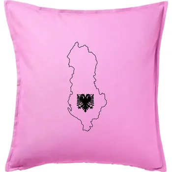 Polštář Albánie obrys mapa - Polštář 50x50 - 50x50 - Pouze potah ( Růžová )