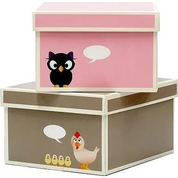 Úložný box Kroom Krabice větší 2 ks, 28 × 35 × 15 cm, růžová a hnědá