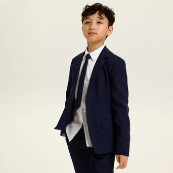 Dětská móda Reserved - Elegantní sako s viskózou - tmavomodrá - 838ET-59X - 838ET-59X-134