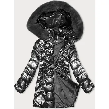 Vypasovaná zimní bunda v grafitové barvě s kapucí J Style (16M9122-105) odstíny šedé XL (42)