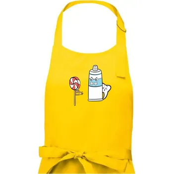 Kuchyňská zástěra Lízátko pasta zuby - Dámská zástěra na vaření - Univerzální velikost ( Žlutá )