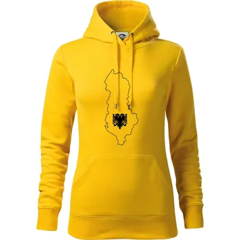 Dámská mikina Albánie obrys mapa - Mikina dámská Cape s kapucí - XS ( Žlutá )