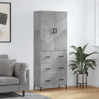 Příborník do zásuvky vidaXL Skříň highboard 69,5 x 34 x 180 cm kompozitní dřevo [3195844] Barva: Betonová šedá