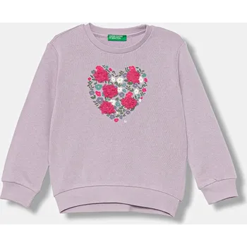 Chlapecká mikina Dětská bavlněná mikina United Colors of Benetton fialová barva, s potiskem, 3J68G10K3 3J68G10K3.P.seasonal 04X, vel. 82