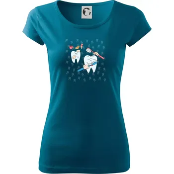 Dámské tričko Zubařské tričko - kartáček a jídlo - Dámské triko Pure - XS ( Petrolejová )