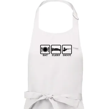 Kuchyňská zástěra Eat sleep shot - Pánská zástěra na vaření - Univerzální velikost ( Bílá )