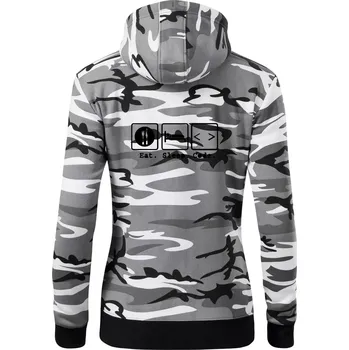 Dámská mikina Eat sleep Code - Dámská mikina trendy zipper s kapucí - XS ( Šedý maskáč )
