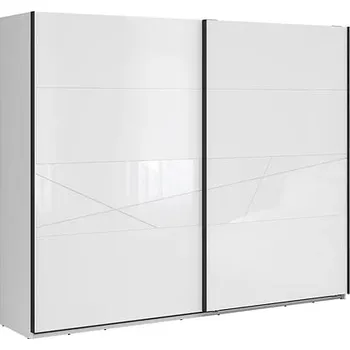 Šatní skříň Velká prostorná třídveřová šatní skříň do ložnice Forn - Black Red White - BRW Bílý Lesk / Bílá s Vysokým Leskem 270x218.5 cm