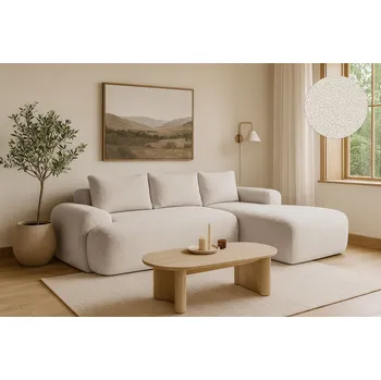 Sedací souprava Rohová rozkládací sedačka FLAVIO - béžová - bouclé - NOW OR NEVER 03