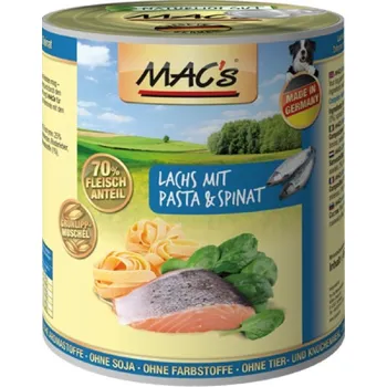 Mac's Dog konzerva hovězí, losos a špenát 400g EXPIRACE 11/2024