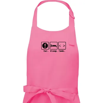Kuchyňská zástěra Eat sleep Code - Pánská zástěra na vaření - Univerzální velikost ( Růžová )