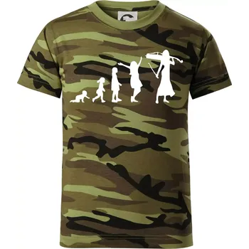 Chlapecké oblečení Evoluce cellistka - Dětské maskáčové triko - 134 cm/8 let ( Zelený maskáč )