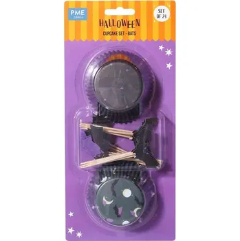 Party dekorace PME Košíčky na muffiny se zápichy Netopýr 48ks