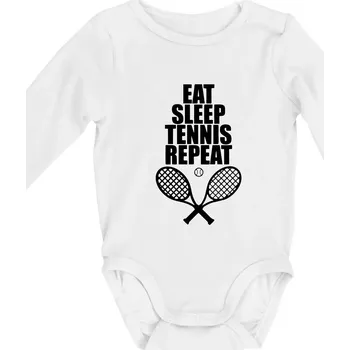 Eat sleep tennis - Body kojenecké s dlouhým rukávem - Dlouhý r. do 3 měs ( Bílá )