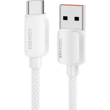ESSAGER ES-X46 opletený nabíjecí a datový kabel - USB-A na USB-C - 1 m - stříbrný