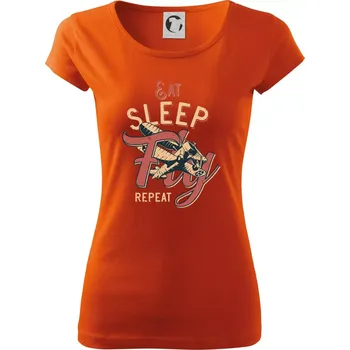 Dámské tričko Eat Sleep Fly Repeat letadlo - Dámské triko Pure - S ( Oranžová )
