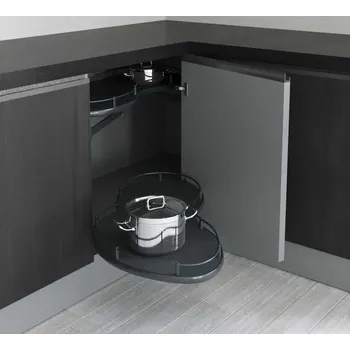 Nábytkové kování Systém rohový výsuvný - ledvinka STARAX antracit s tlumením LEVÁ 880x495x600 (600mm) S-3123-A*