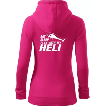 Dámská mikina Eat Sleep Play With My Heli - Dámská mikina trendy zipper s kapucí - L ( Purpurová )