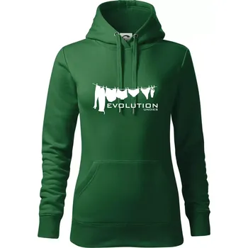 Dámská mikina Evoluce spodního prádla - Mikina dámská Cape s kapucí - L ( Lahvově zelená )