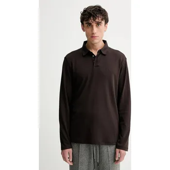 Pánská móda Bavlněné tričko s dlouhým rukávem Calvin Klein LV040EM909 hnědá 89X, vel. S