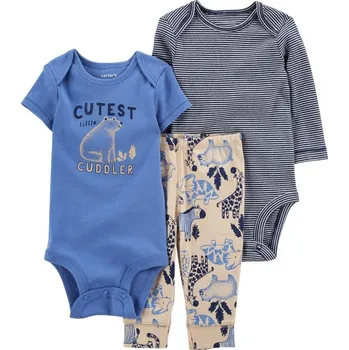 Kojenecká souprava CARTERS CARTER'S Set 3dílný body kr. rukáv, body dl. rukáv, tepláky Blue Safari kluk LBB NB, vel. L 56