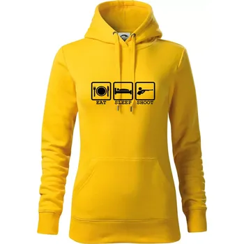 Dámská mikina Eat sleep shot - Mikina dámská Cape s kapucí - 2XL ( Žlutá )