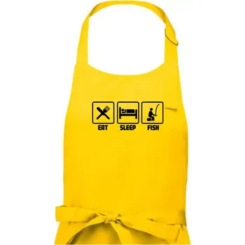 Kuchyňská zástěra Rybaření - Eat sleep Fish - Pánská zástěra na vaření - Univerzální velikost ( Žlutá )