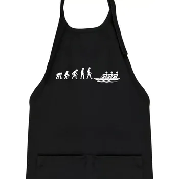 Kuchyňská zástěra Evoluce veslování 3 lidi - Dětská zástěra na vaření - Univerzální velikost ( Černá )
