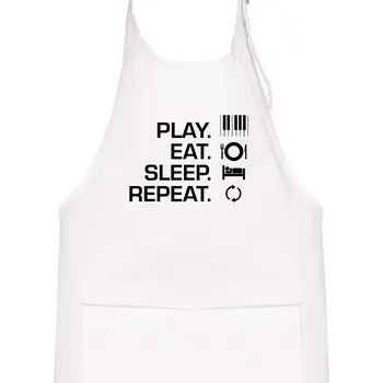 Kuchyňská zástěra Play eat sleep piano - Dětská zástěra na vaření - Univerzální velikost ( Bílá )