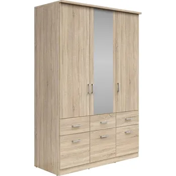 Šatní skříň Šatní skříň Brando 3 - Black Red White - BRW Dub Sonoma 136x199 cm