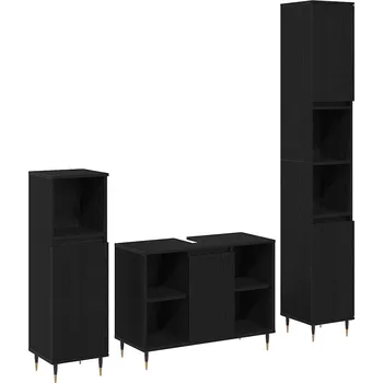 Koupelnový nábytek zahrada-XL Sada koupelnového nábytku 3 pcs Černý dub kompozitní dřevo 3378515