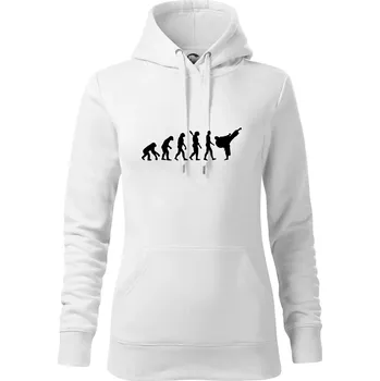 Dámská mikina Karate Evoluce - kop - Mikina dámská Cape s kapucí - XS ( Bílá )
