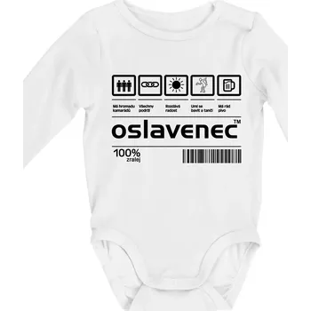 Čárový kód - Oslavenec - Body kojenecké s dlouhým rukávem - Dlouhý r. 3-6 měs ( Bílá )