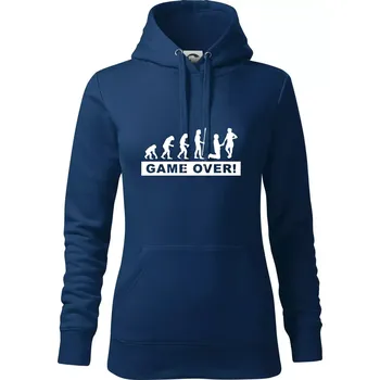 Dámská mikina Game over evoluce - Mikina dámská Cape s kapucí - S ( Půlnoční modrá )