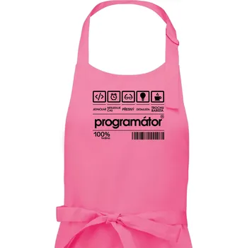 Kuchyňská zástěra Čárový kód - programátor - Pánská zástěra na vaření - Univerzální velikost ( Růžová )