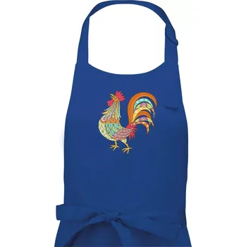 Kuchyňská zástěra Kohout duhový - Dámská zástěra na vaření - Univerzální velikost ( Královská modrá )