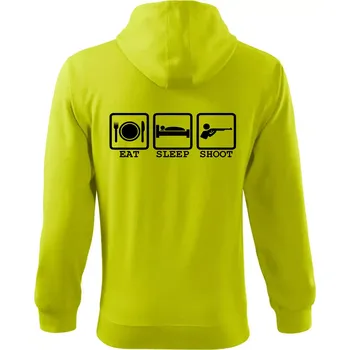 Pánská mikina Eat sleep shot - Mikina s kapucí na zip trendy zipper - M ( Limetková )