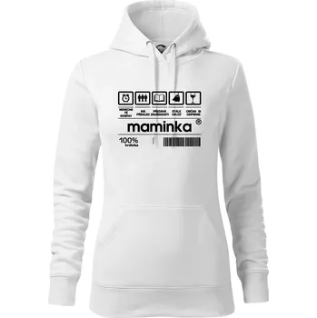 Dámská mikina Čárový kód Maminka - Mikina dámská Cape s kapucí - XS ( Bílá )