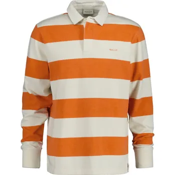 Pánské oblečení POLOKOŠILE GANT BLOCK STRIPE HEAVY RUGGER PUMPKIN ORANGE